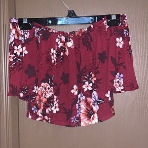 Maroon printed crop top